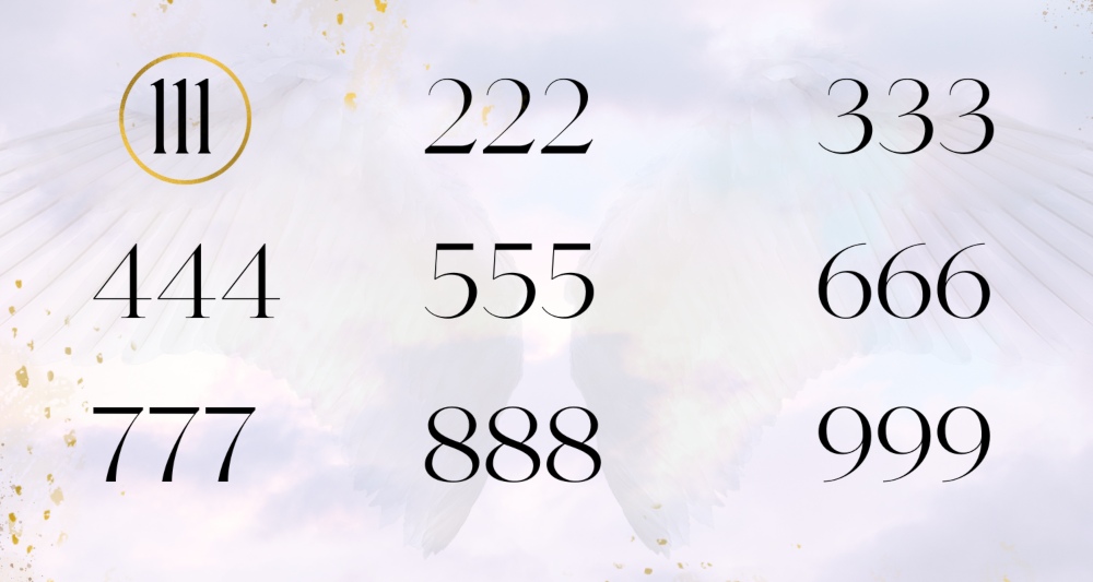 A list of angel numbers on a purple background.