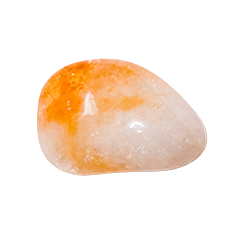 Orange and white polished gemstone