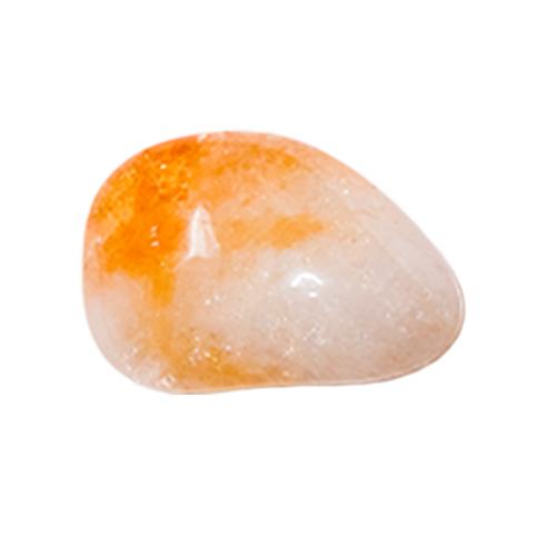 Orange and white polished gemstone