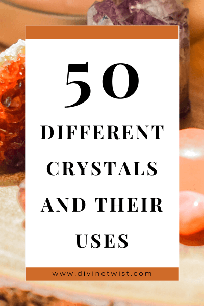 image with text overlay: 50 different crystals and their meanings
