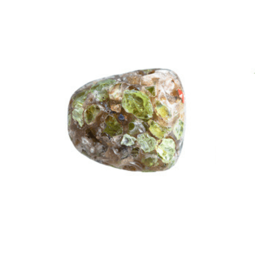 Green speckled gemstone