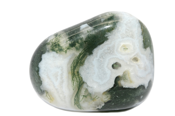 White and dark green gemstone.